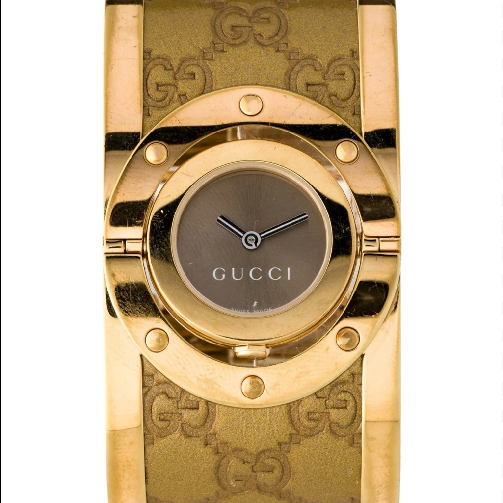 Gucci Gold Timepiece With Brown Face